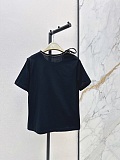 Tie-sleeve Cotton T-shirt in Black