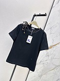 Tie-sleeve Cotton T-shirt in Black