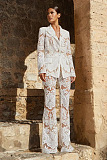 2-Piece Black Floral Lace Blazer and Pants Set
