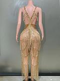 Plunging Neck Fringes Jumpsuit