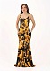 Versace Women's Long Fuchsia Dress with Wave Couture Print