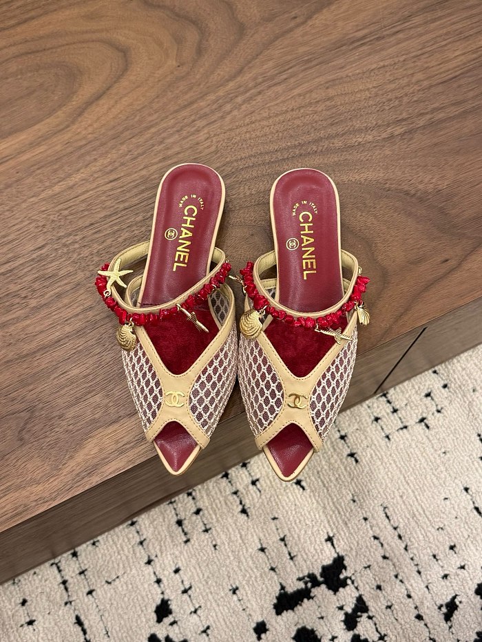 Chanel Leather Flat Mules in Apricot (The CHANEL Coco Beach 2026 collection)