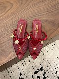 Chanel Leather Flat Mules in Red (The CHANEL Coco Beach 2026 collection)