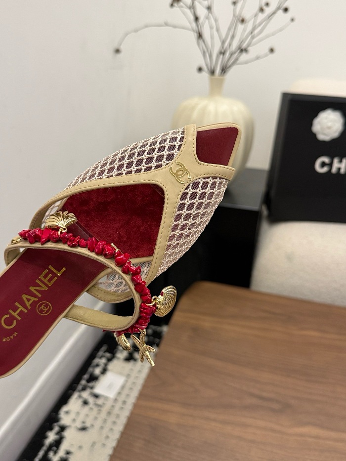 Chanel Leather Flat Mules in Apricot (The CHANEL Coco Beach 2026 collection)