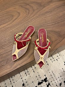 Chanel Leather Flat Mules in Apricot (The CHANEL Coco Beach 2026 collection)