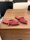 Chanel Leather Flat Mules in Red (The CHANEL Coco Beach 2026 collection)