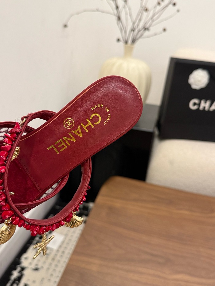 Chanel Leather Flat Mules in Red (The CHANEL Coco Beach 2026 collection)