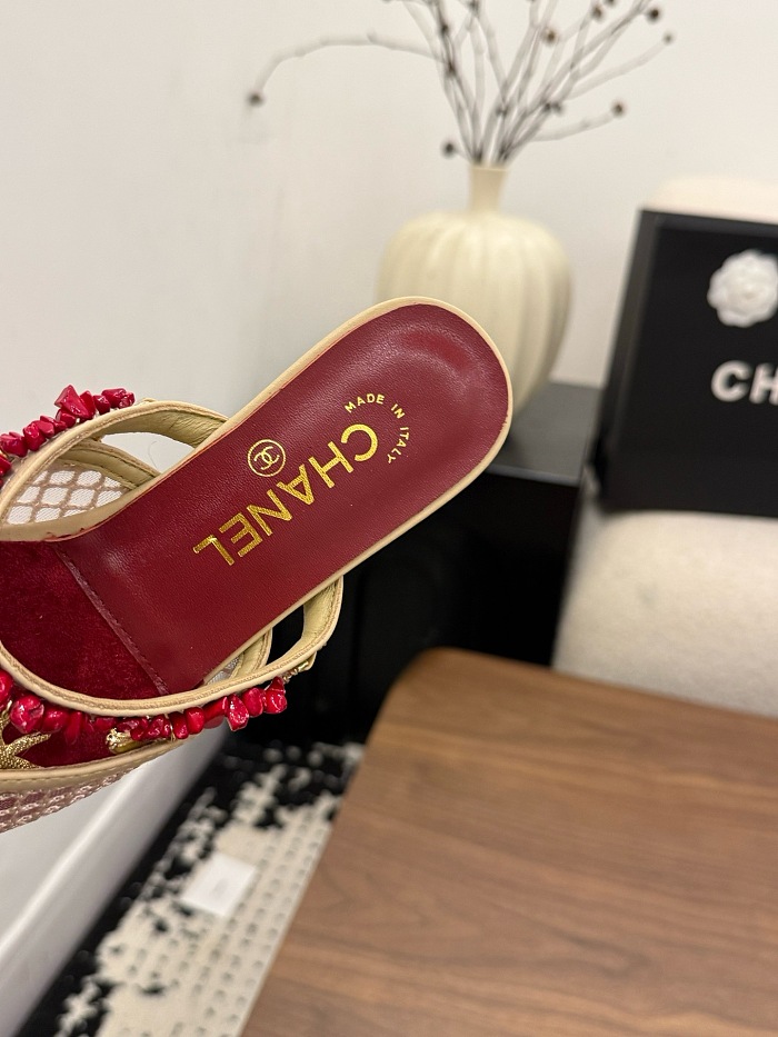 Chanel Leather Flat Mules in Apricot (The CHANEL Coco Beach 2026 collection)
