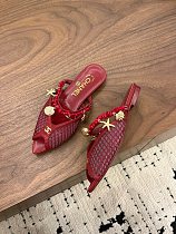 Chanel Leather Flat Mules in Red (The CHANEL Coco Beach 2026 collection)