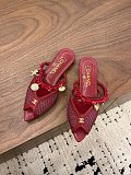 Chanel Leather Flat Mules in Red (The CHANEL Coco Beach 2026 collection)