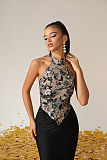 Embroidered Sequinned Floral Maxi Dress