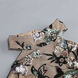 Embroidered Sequinned Floral Maxi Dress