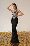 Embroidered Sequinned Floral Maxi Dress
