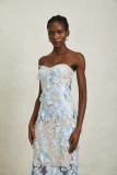 Blue Floral Appliqué  Maxi Dress