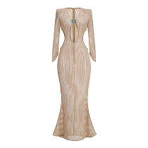Neutral Crochet Maxi Dress