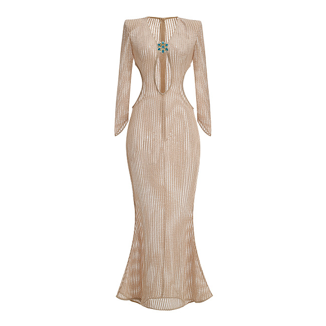 Neutral Crochet Maxi Dress