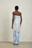 Blue Floral Appliqué  Maxi Dress