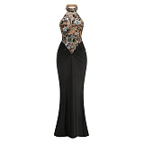 Embroidered Sequinned Floral Maxi Dress