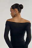 Mesh Off-shoulder Top in Black