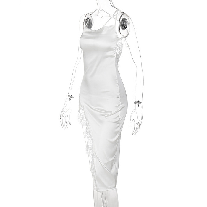 Lace Satin Midi Dress