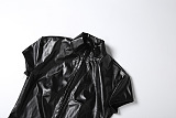 Black Faux Leather Sculpted Top