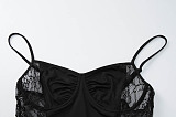Black Lace Panel Maxi Dress