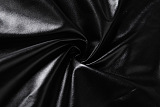 Black Faux Leather Sculpted Top