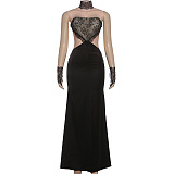 Maxi Dress With Lace Choker And Statement Gloves