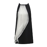 Off-shoulder Mini Dress with Pleated Organza Overlay