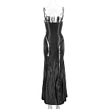 Black Lace Panel Maxi Dress