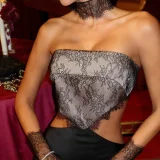 Maxi Dress With Lace Choker And Statement Gloves