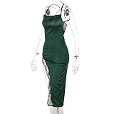 Lace Satin Midi Dress