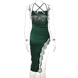 Lace Satin Midi Dress