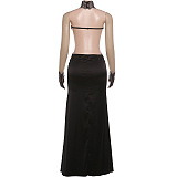 Maxi Dress With Lace Choker And Statement Gloves