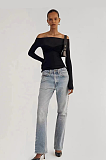 Mesh Off-shoulder Top in Black