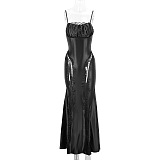 Black Lace Panel Maxi Dress