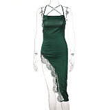 Lace Satin Midi Dress