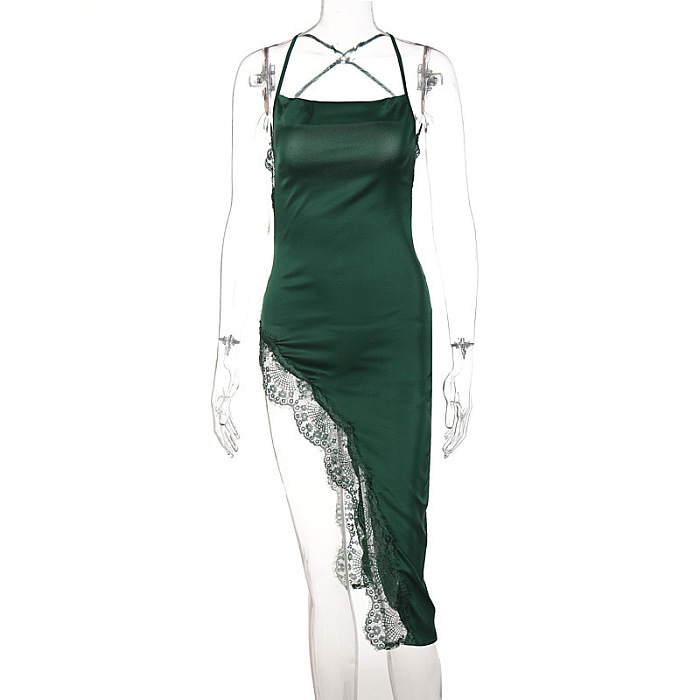 Lace Satin Midi Dress