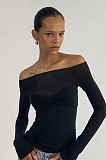 Mesh Off-shoulder Top in Black