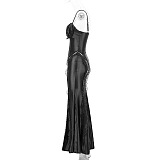 Black Lace Panel Maxi Dress