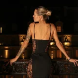 Black Lace Panel Maxi Dress