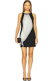 Off-shoulder Mini Dress with Pleated Organza Overlay