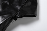 Black Faux Leather Sculpted Top