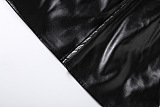 Black Faux Leather Sculpted Top