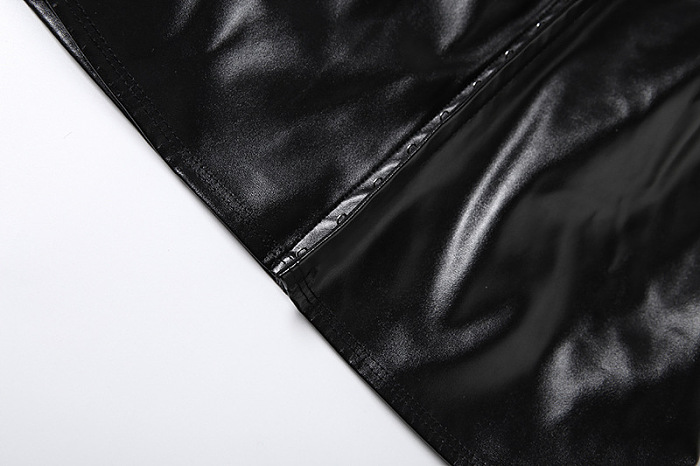 Black Faux Leather Sculpted Top