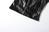 Black Faux Leather Sculpted Top