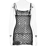 Black Lace Backless Mini Dress