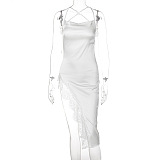 Lace Satin Midi Dress