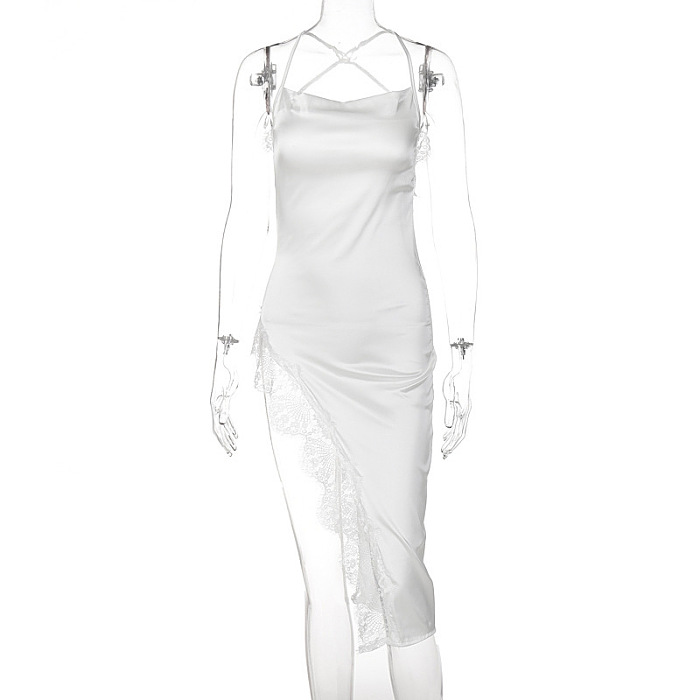 Lace Satin Midi Dress