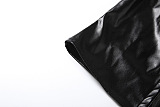 Black Faux Leather Sculpted Top